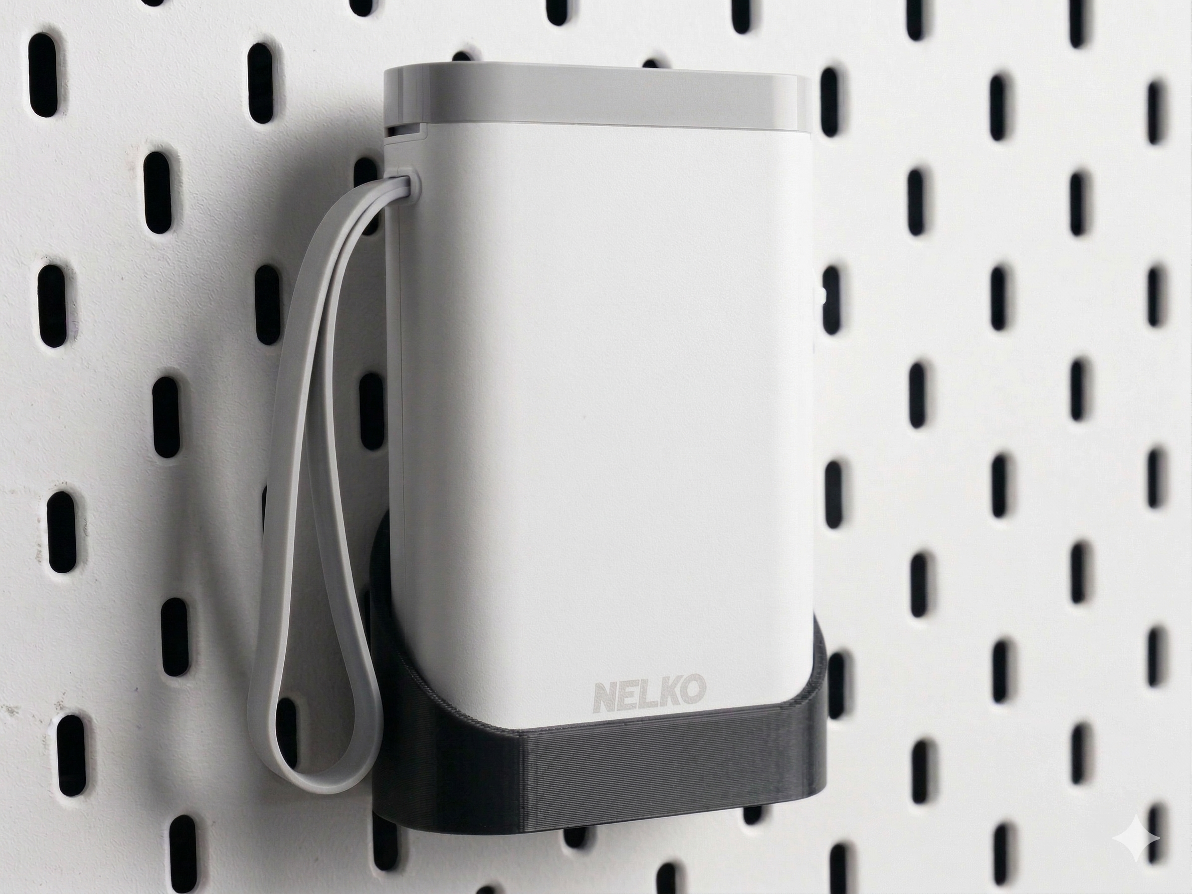 Nelko P21 IKEA SKADIS Label Printer Holder, Charging Stand, Wall Mount Bracket only - (BLACK)